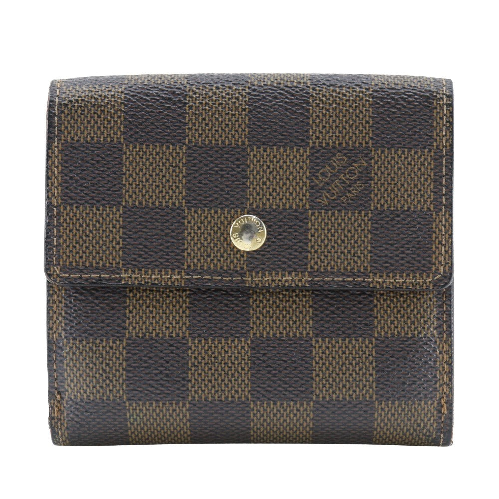 LOUIS VUITTON Bifold Wallet N61652 Damier canvas Brown W Hook Wallet Porte BilletsCartes Crdit