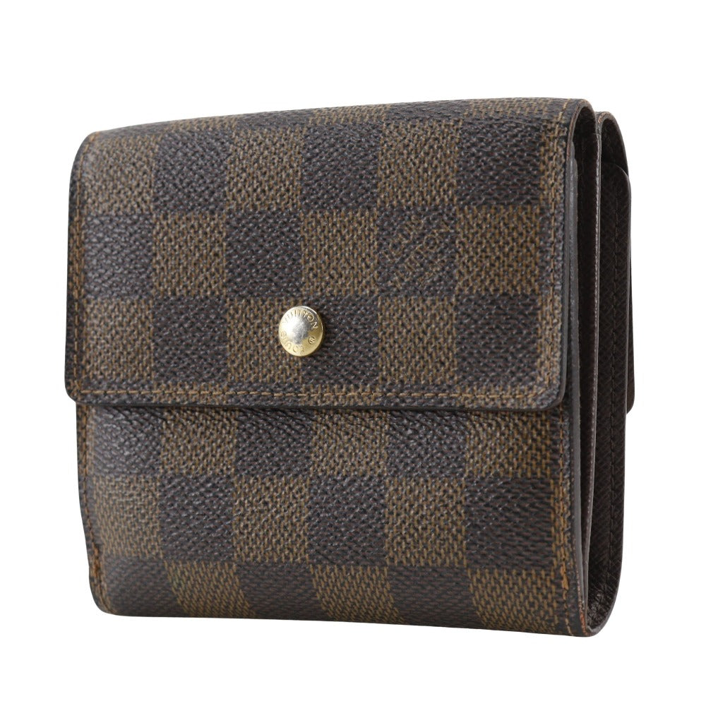 LOUIS VUITTON Bifold Wallet N61652 Damier canvas Brown W Hook Wallet Porte BilletsCartes Crdit