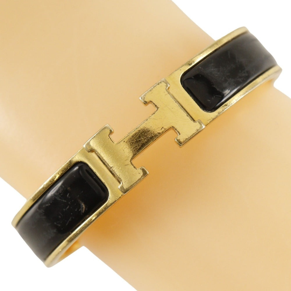 HERMES Bangle Plated Gold black clicH