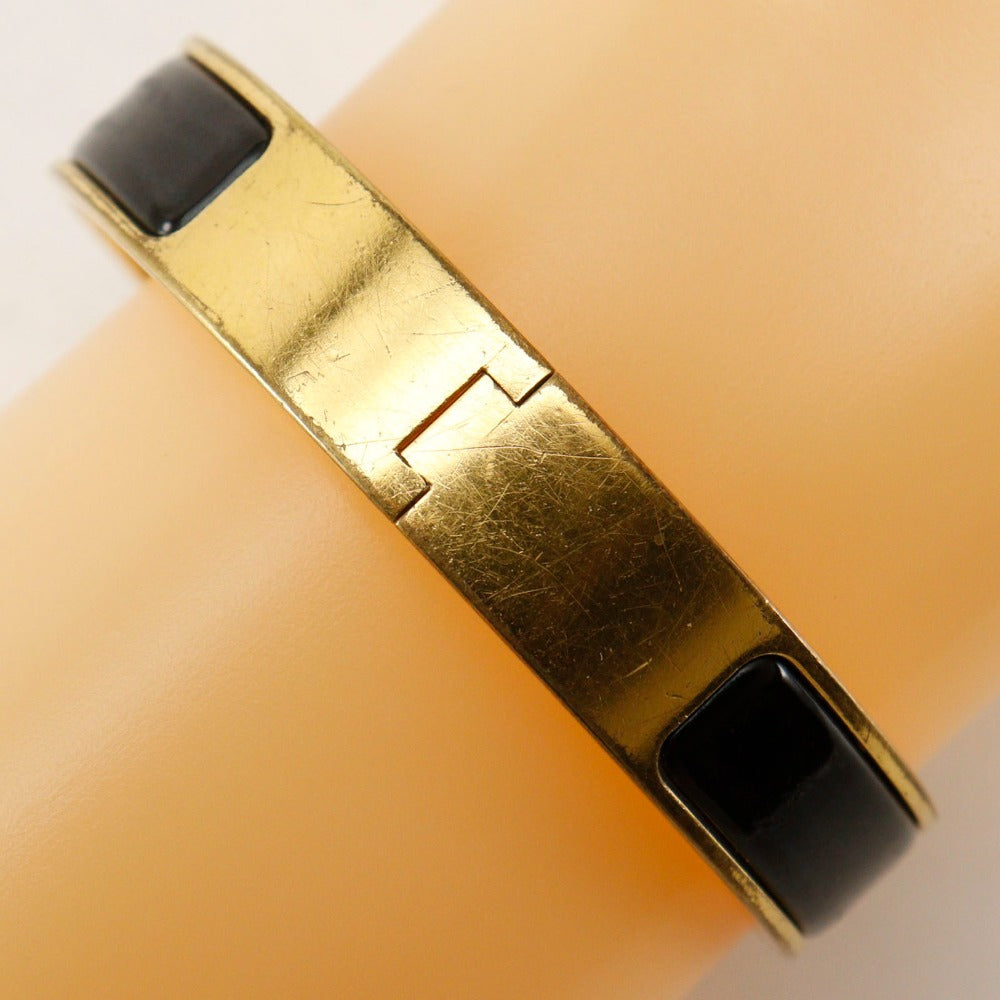 HERMES Bangle Plated Gold black clicH