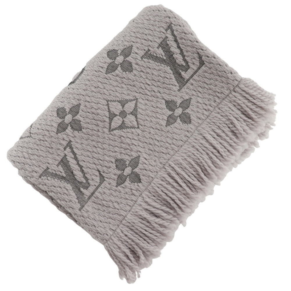 LOUIS VUITTON Scarf M74742 wool gray Esharp Logomania Women