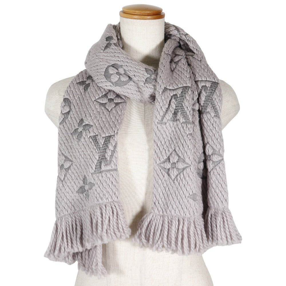 LOUIS VUITTON Scarf M74742 wool gray Esharp Logomania Women