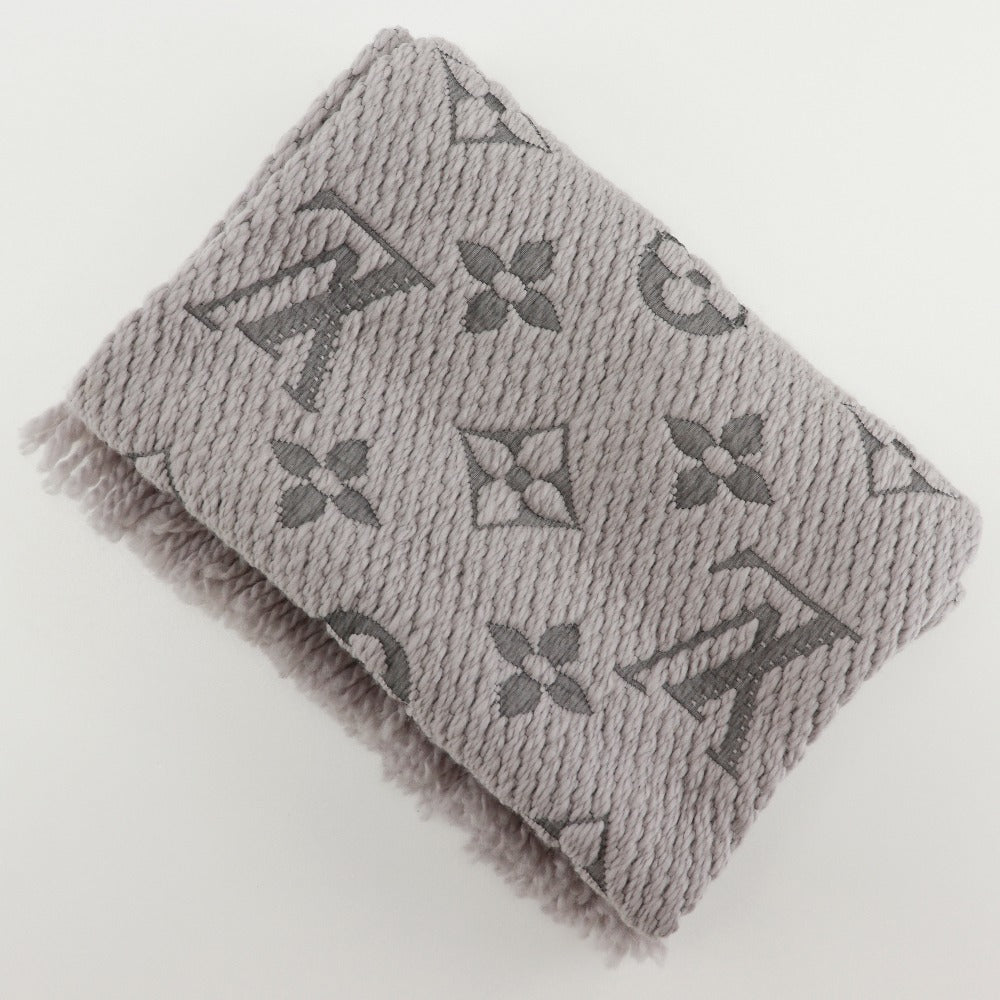 LOUIS VUITTON Scarf M74742 wool gray Esharp Logomania Women