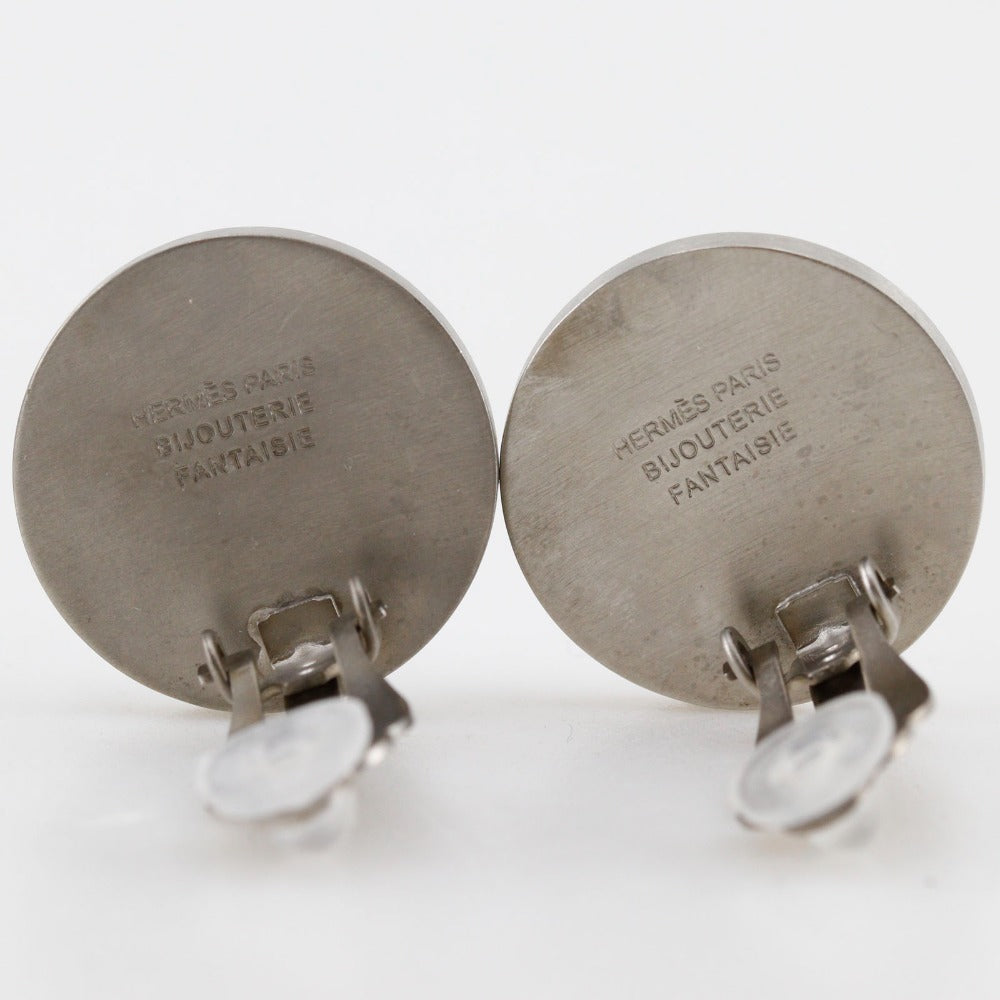 HERMES Earring Metal, Shell Silver vintage BIJOUTERIE FANTAISIE Ceria Women