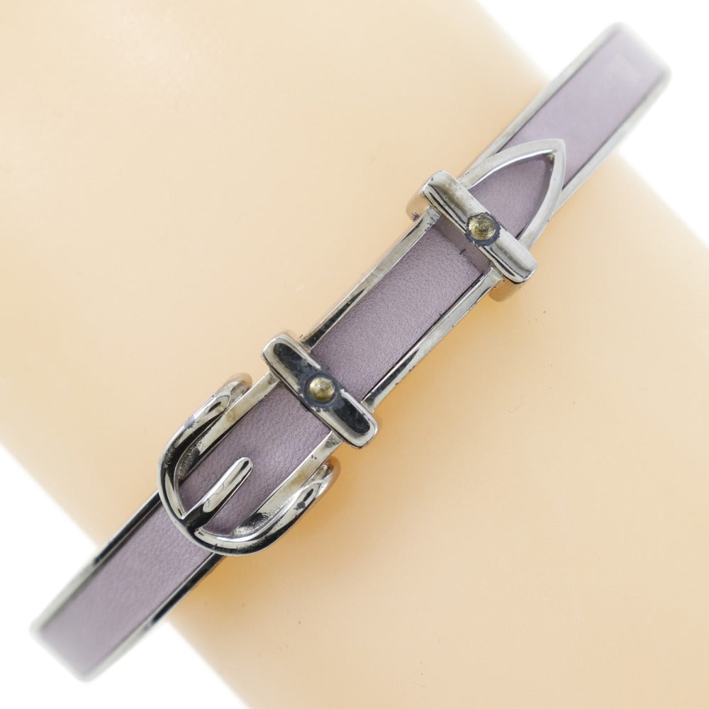 HERMES Bangle metallic Silver Belt motif