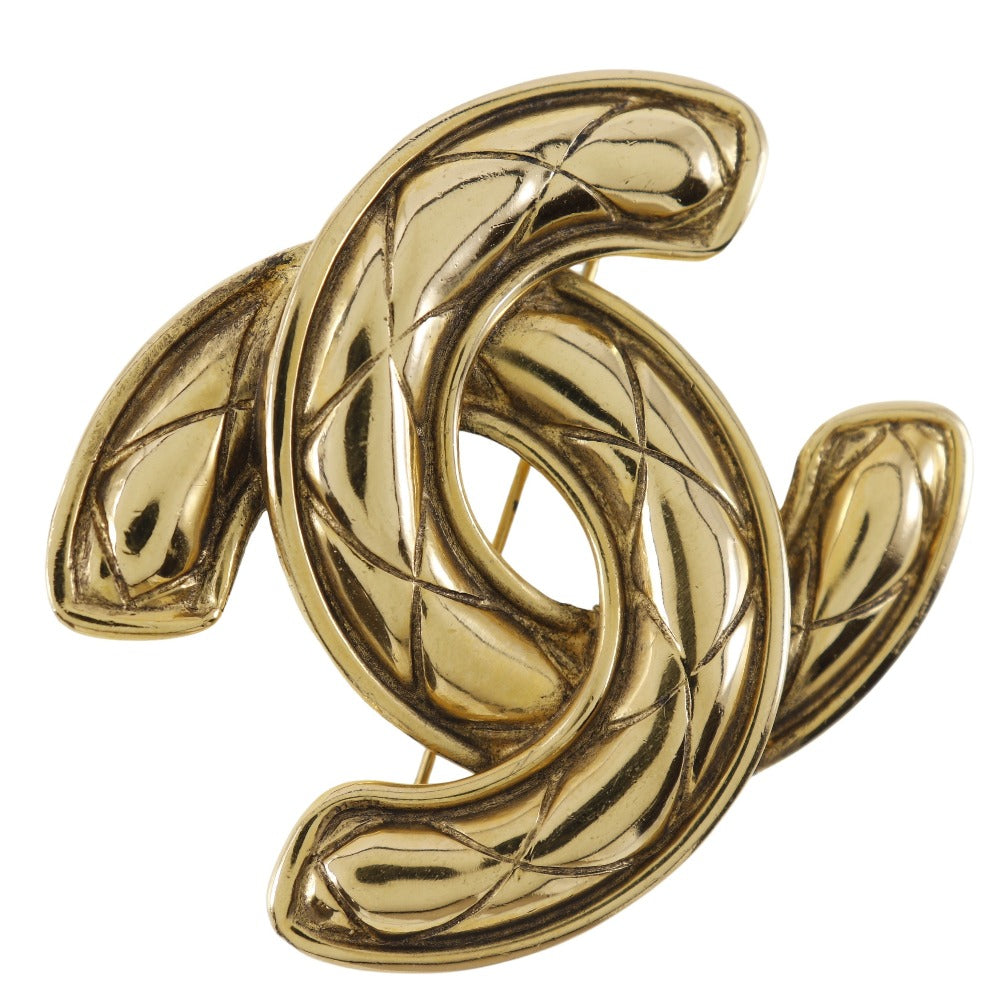 CHANEL Brooch Plated Gold gold Matrasse COCO Mark Women