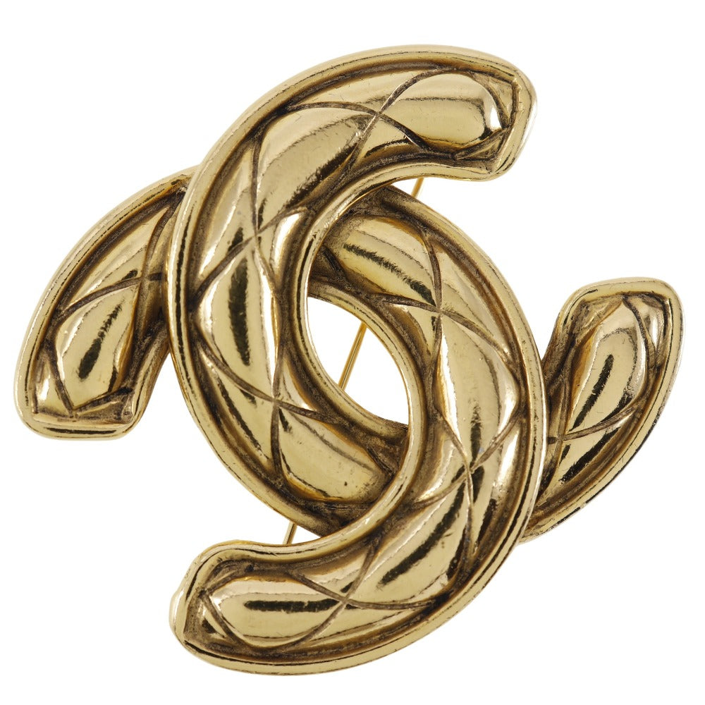 CHANEL Brooch Plated Gold gold Matrasse COCO Mark Women