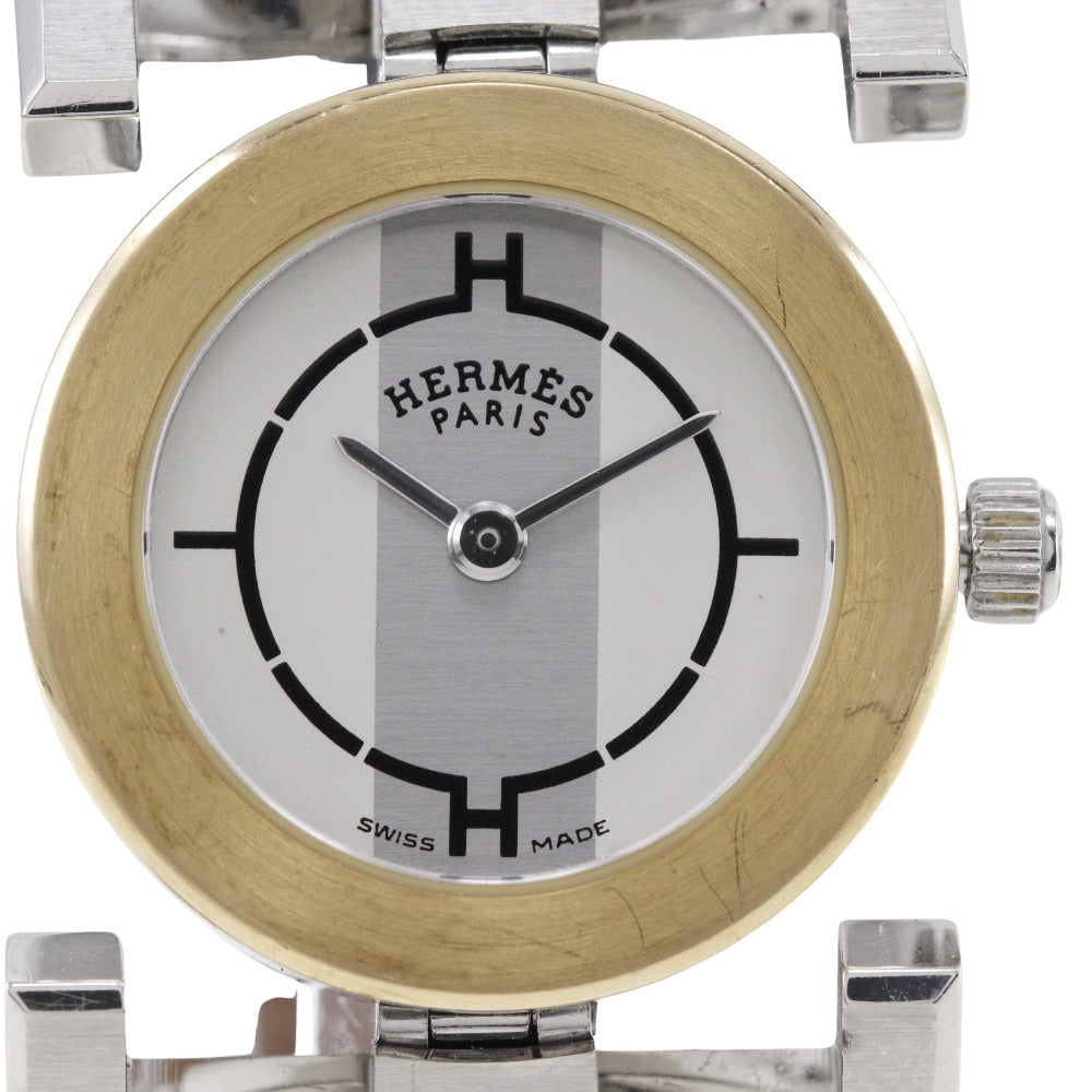 HERMES Watches Quartz PA1.220 Stainless Steel , Leather gold paprika White dial Women