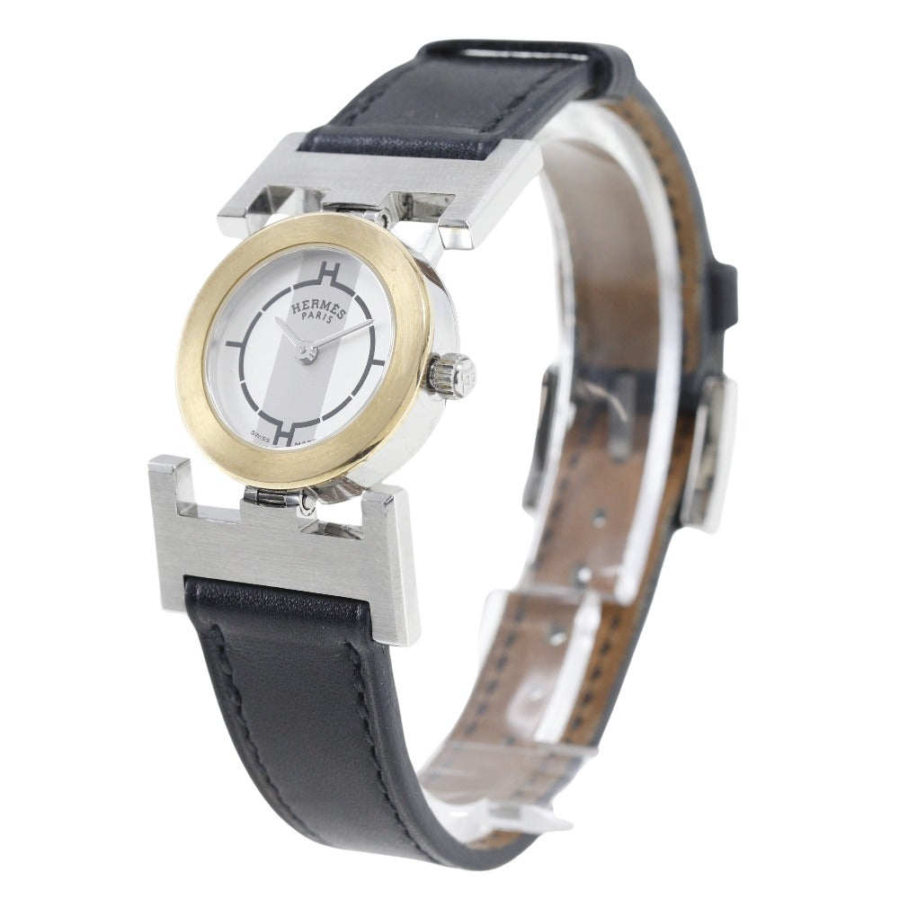 HERMES Watches Quartz PA1.220 Stainless Steel , Leather gold paprika White dial Women