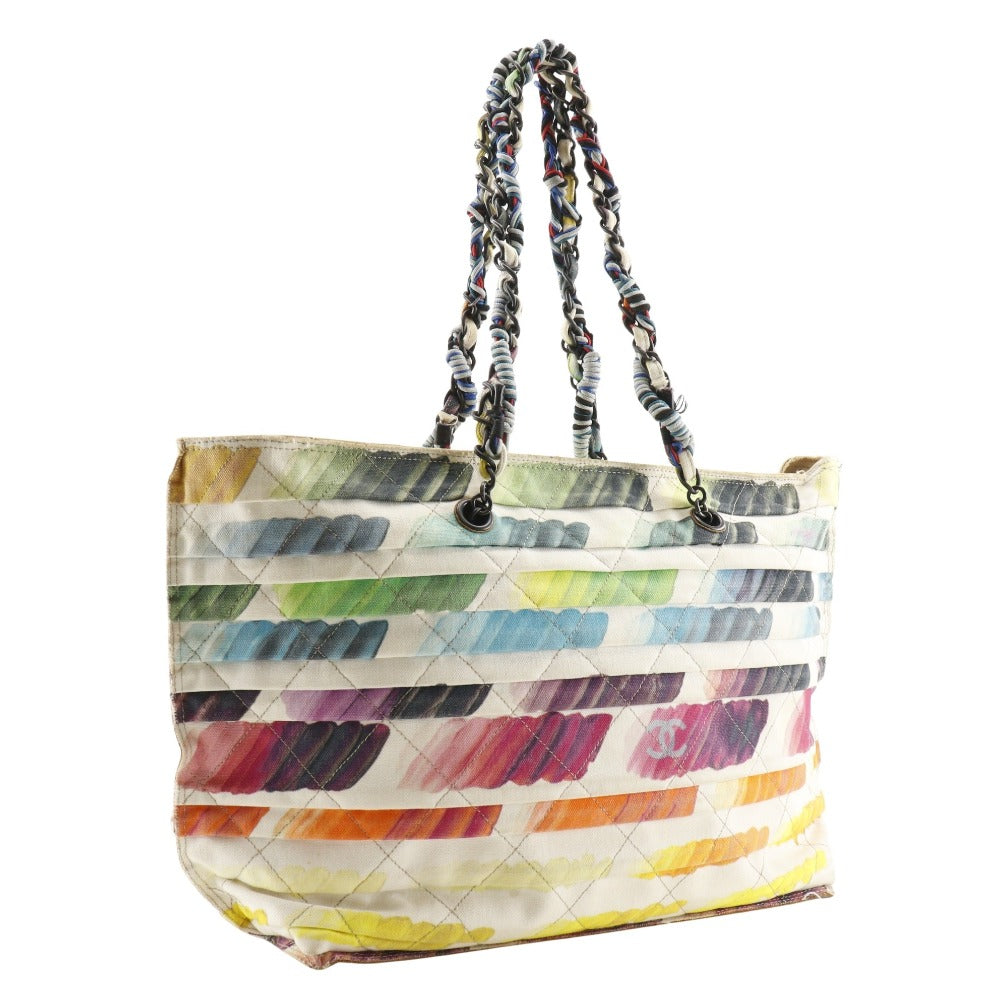 CHANEL Tote Bag canvas multicolor/white Colorama Chain tote