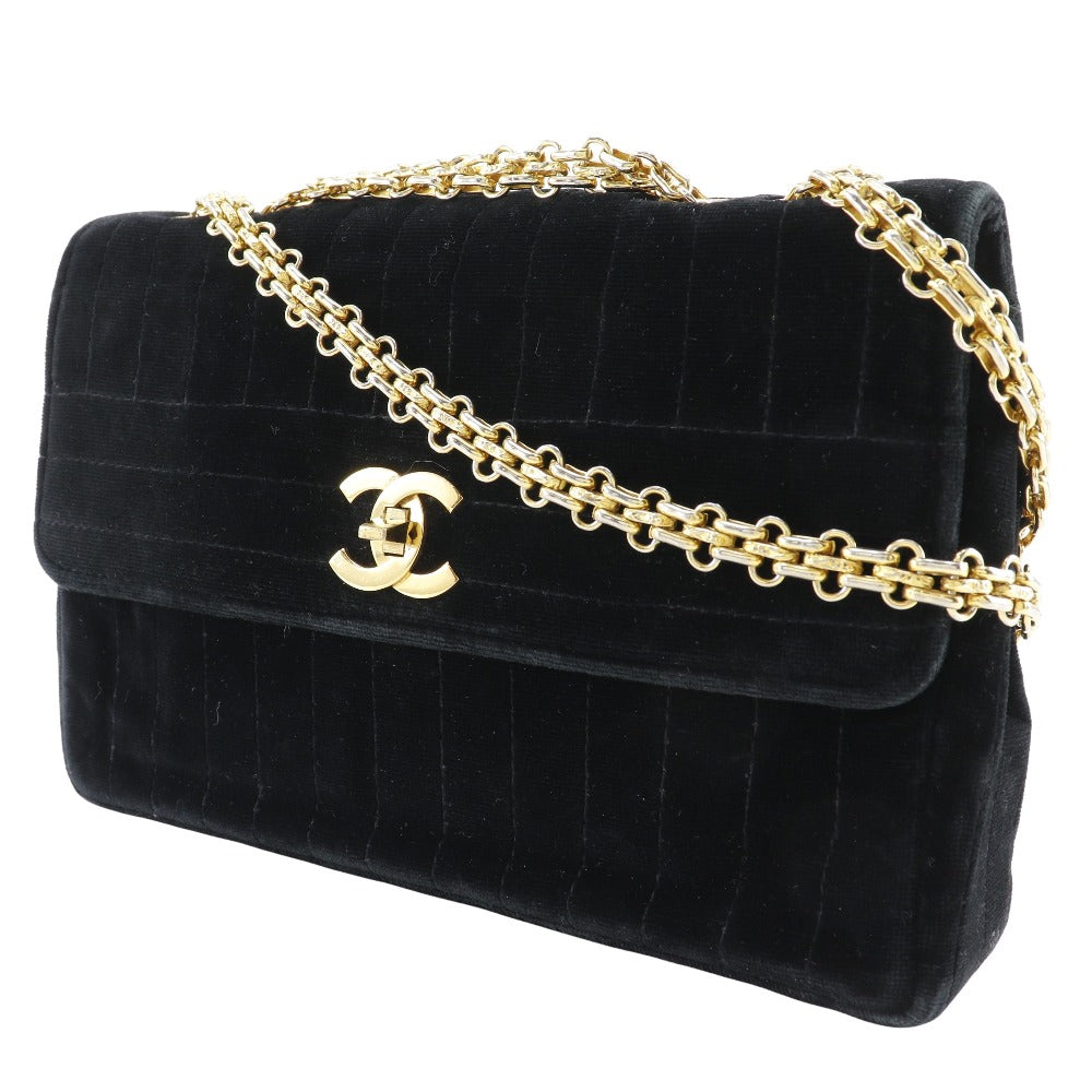 CHANEL Shoulder Bag Velor black Mademoiselle ChainShoulder
