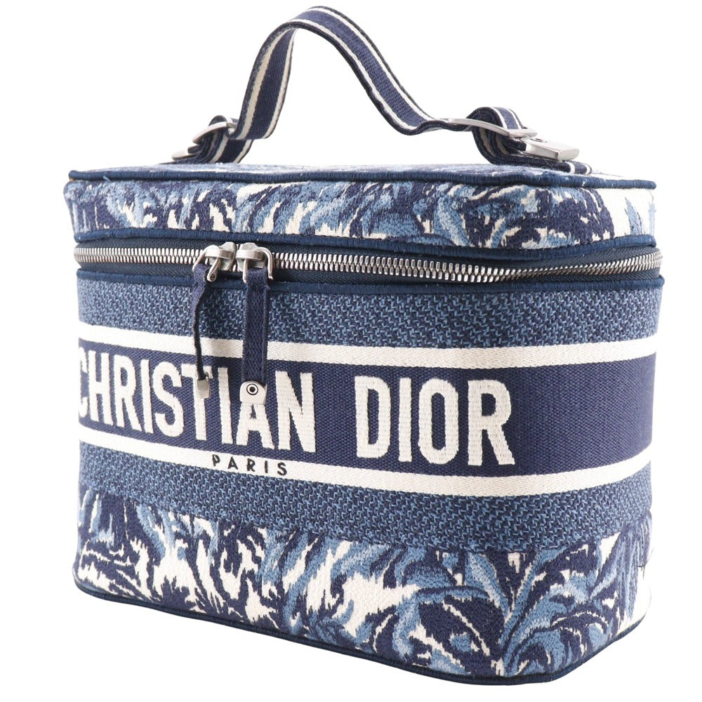 Dior Handbag canvas Red / white Embroidery Palms Travel Vanity Women