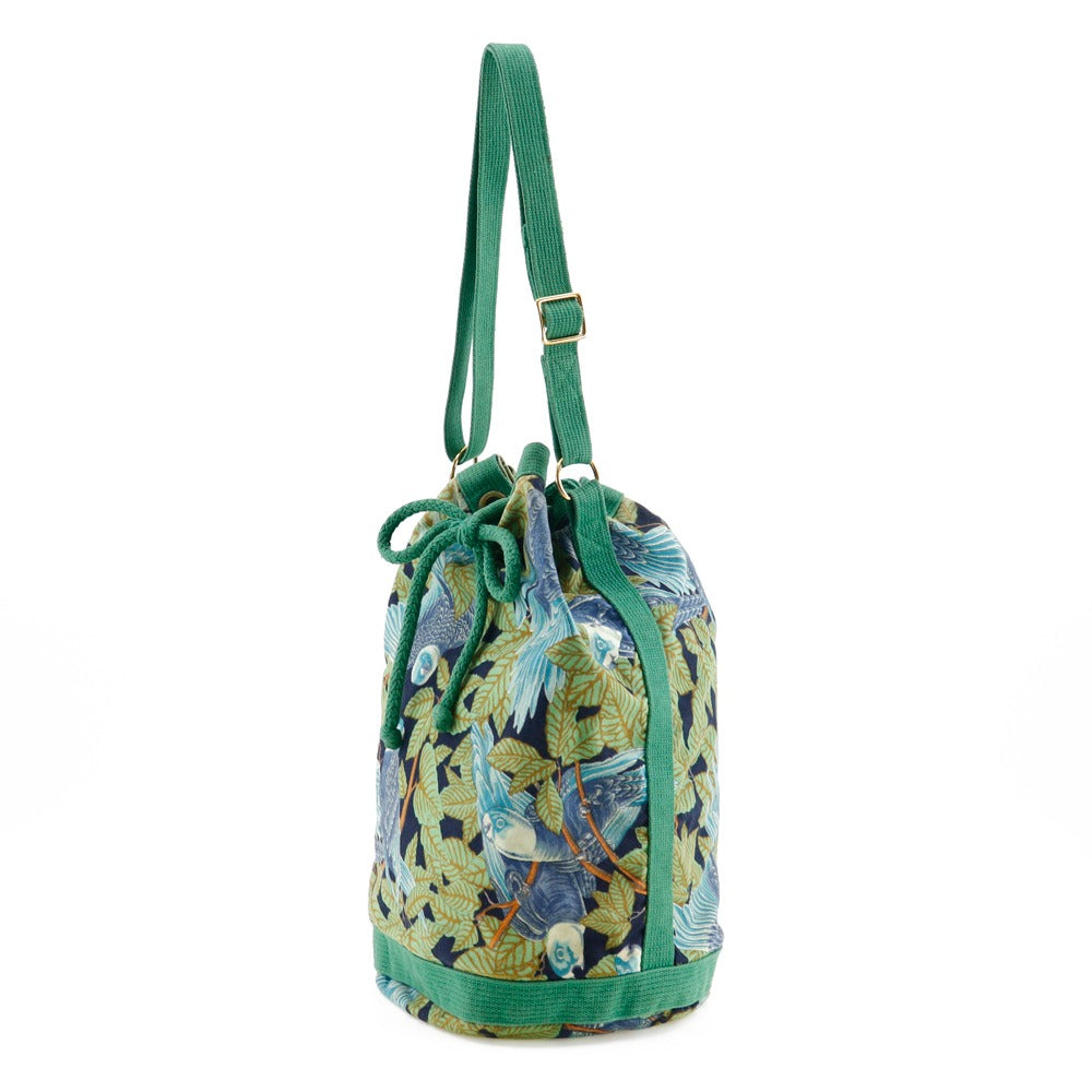 HERMES Shoulder Bag cotton Green vintage Botanical Pattern Bird Pattern one belt Women