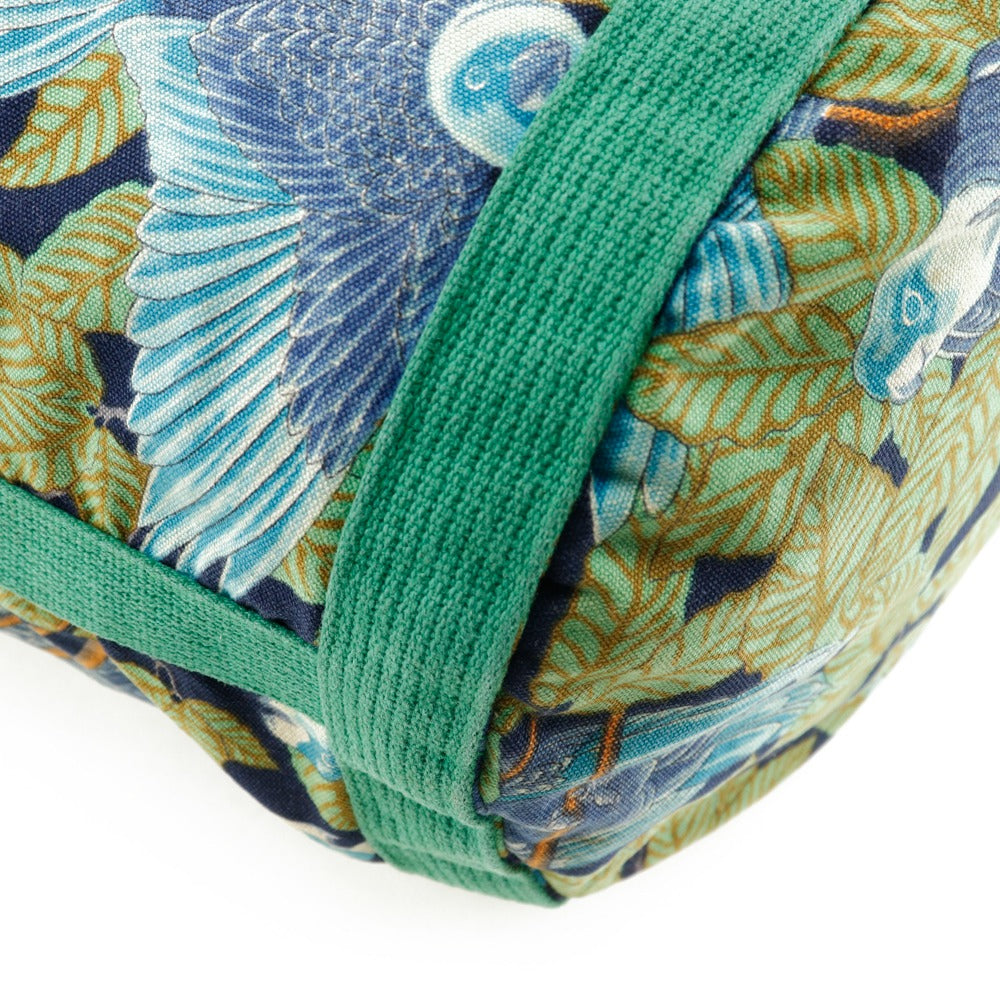 HERMES Shoulder Bag cotton Green vintage Botanical Pattern Bird Pattern one belt Women