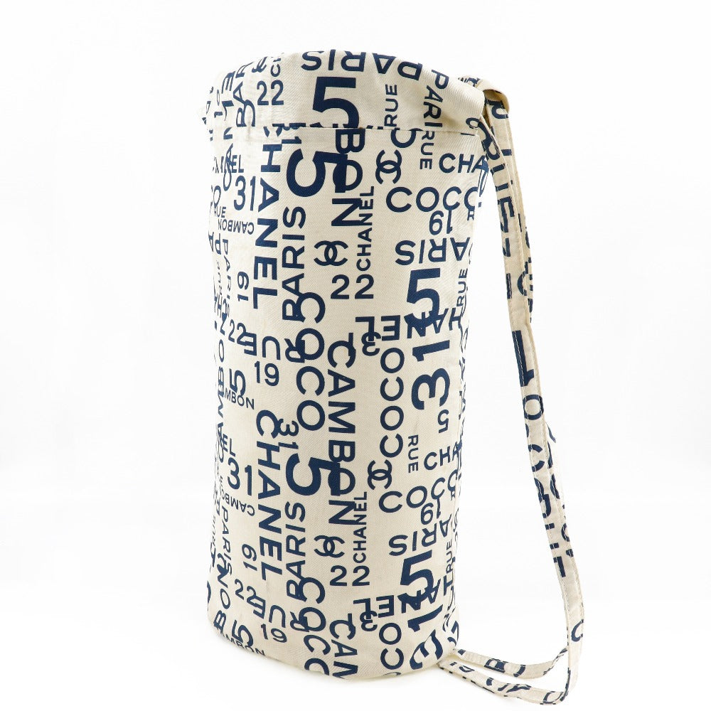 CHANEL Shoulder Bag cotton White logo Bysy line Beach bag Women