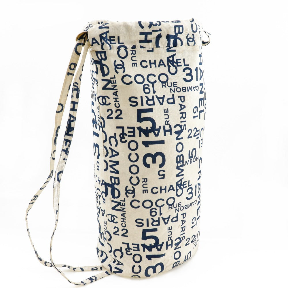 CHANEL Shoulder Bag cotton White logo Bysy line Beach bag Women