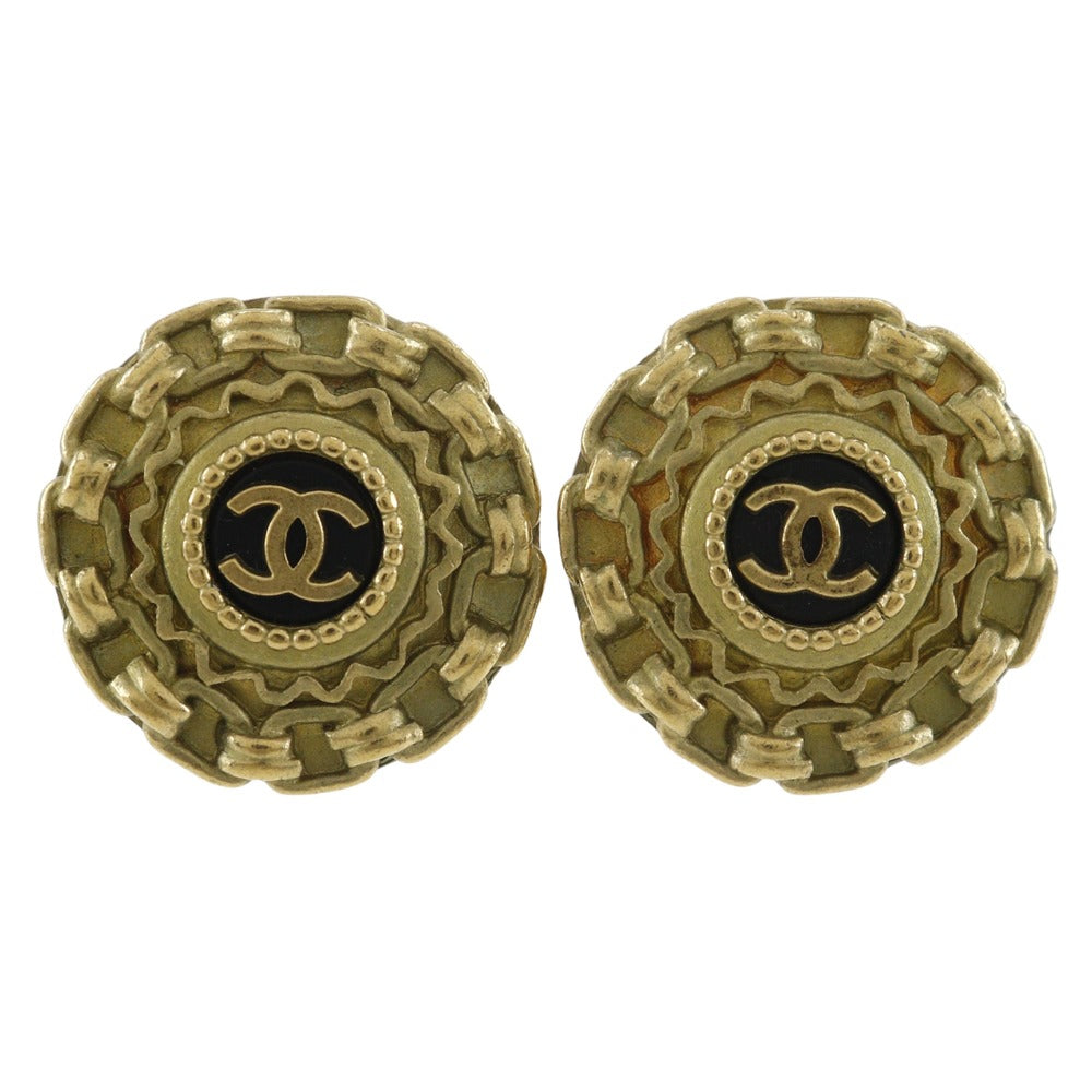 CHANEL Earring Plated Gold gold vintage COCO Mark Women