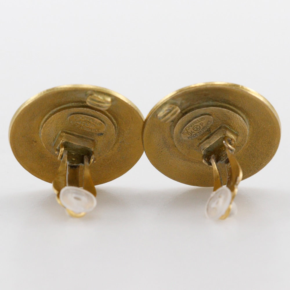 CHANEL Earring Plated Gold gold round COCO Mark Women
