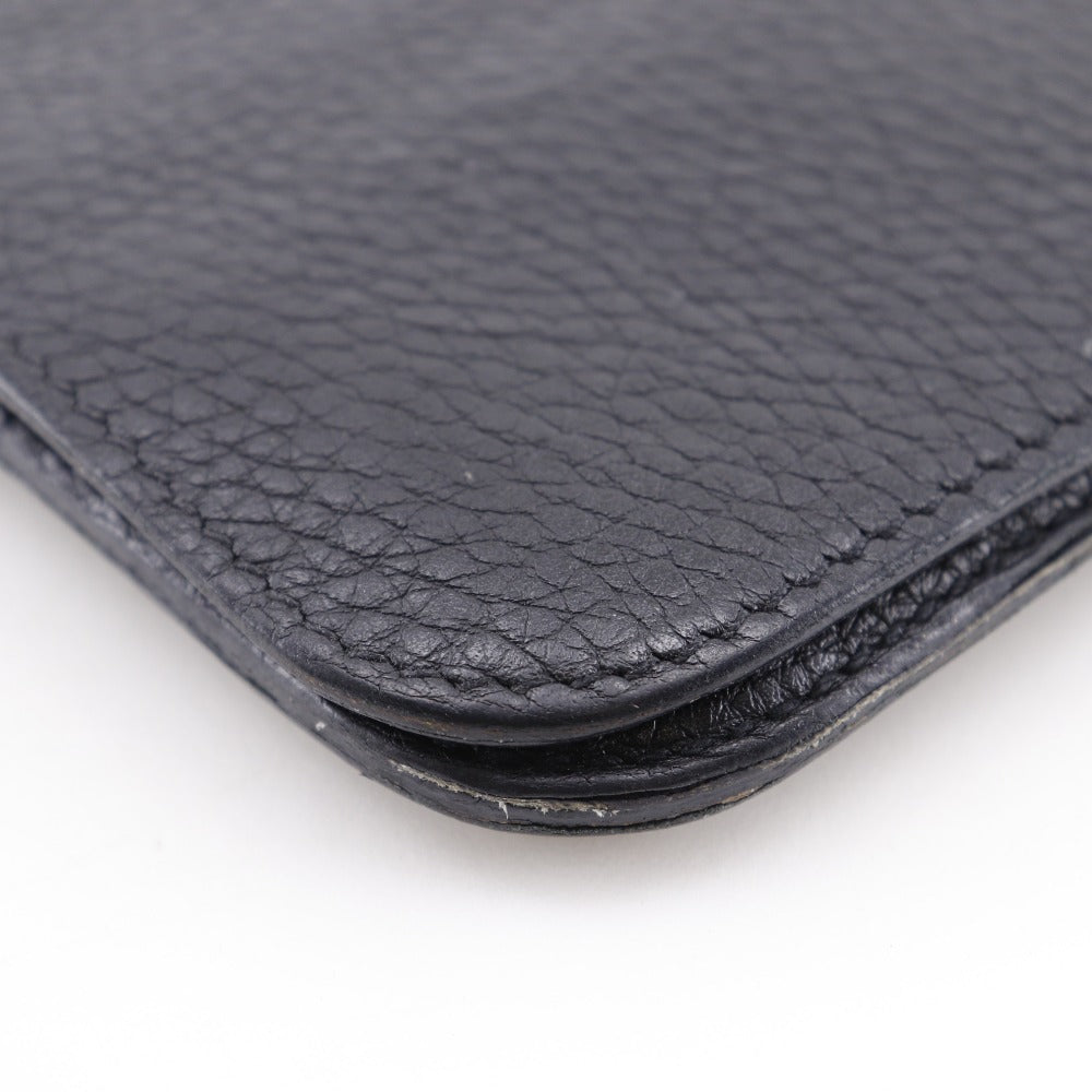 HERMES Long Wallet Purse Taurillon Clemence black Dogon Long unisex(Unisex)