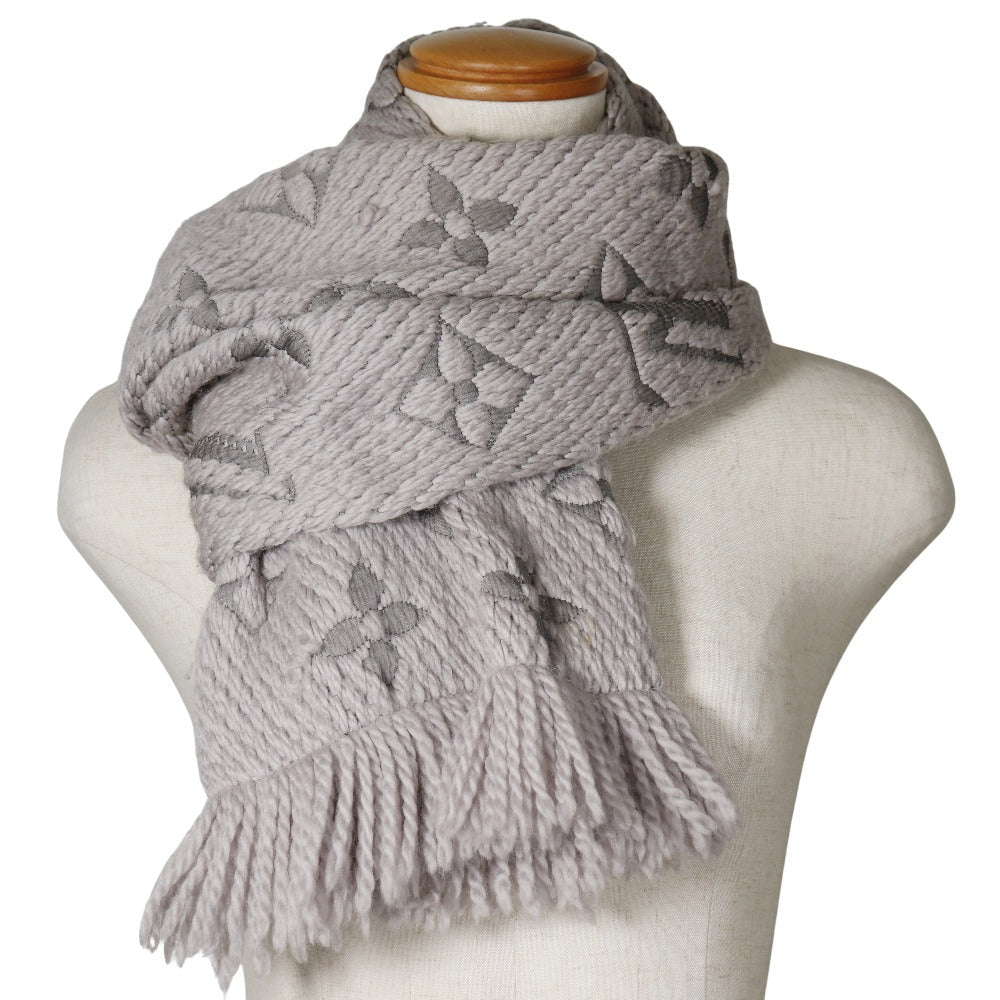 LOUIS VUITTON Scarf M74742 wool gray Escalp  Logo Mania Muffler unisex(Unisex)