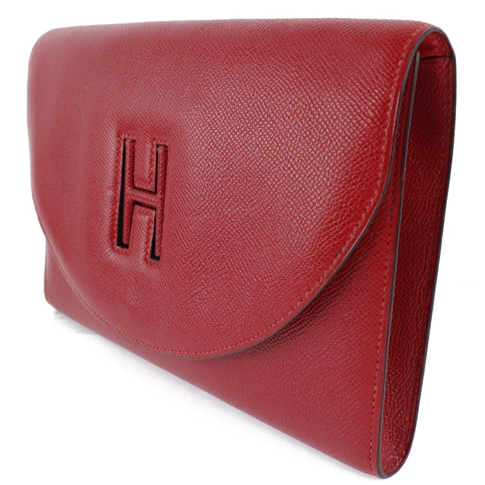 HERMES Clutch bag Epsom Red vintage H logo Women