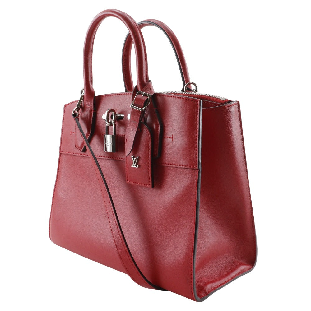 LOUIS VUITTON Handbag M51030 Calfskin Red 2WAYShoulder City Steamer PM Women