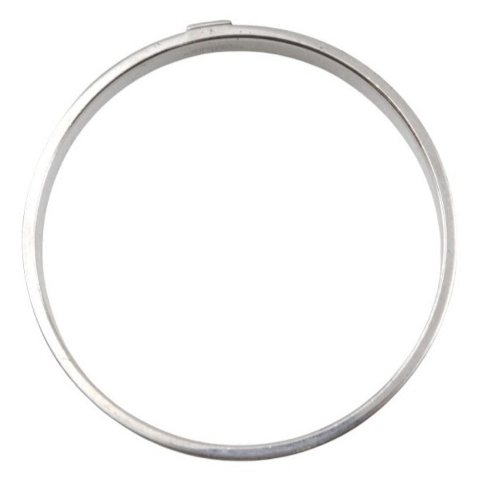 HERMES Bangle Metal, Epsom Silver / blue KAWAII Cute Women S