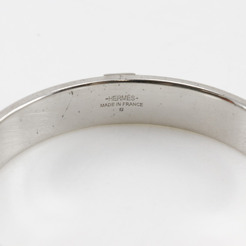 HERMES Bangle Metal, Epsom Silver / blue KAWAII Cute Women S