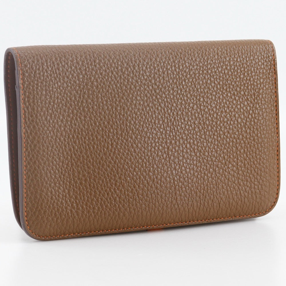 HERMES Long Wallet Purse Togo Brown / orange By color Dogon Women(Unisex)