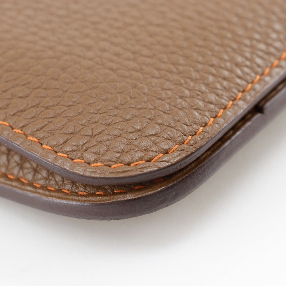 HERMES Long Wallet Purse Togo Brown / orange By color Dogon Women(Unisex)