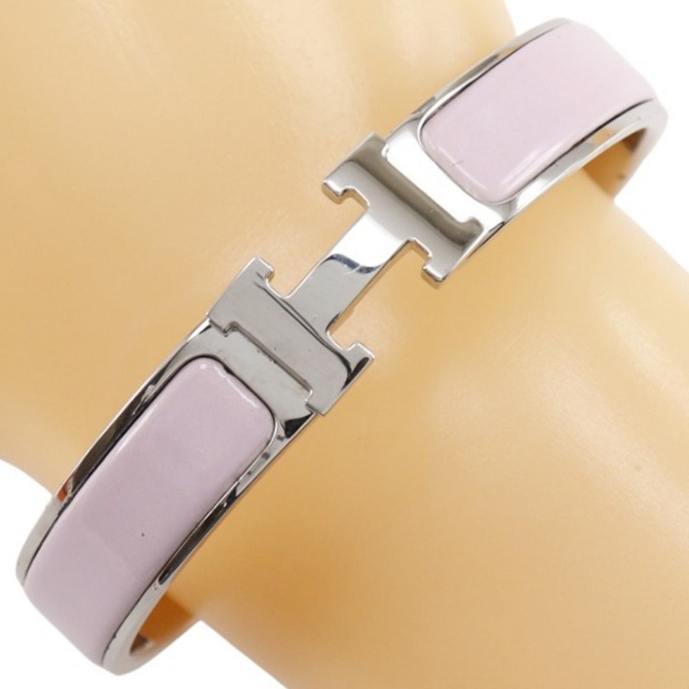 HERMES Bangle metallic Silver / Pink H Breath clicH PM