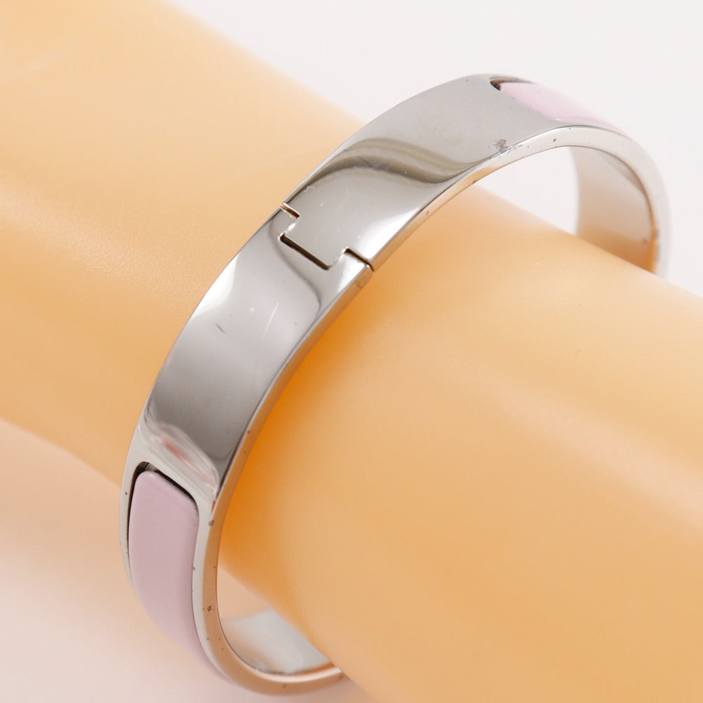 HERMES Bangle metallic Silver / Pink H Breath clicH PM