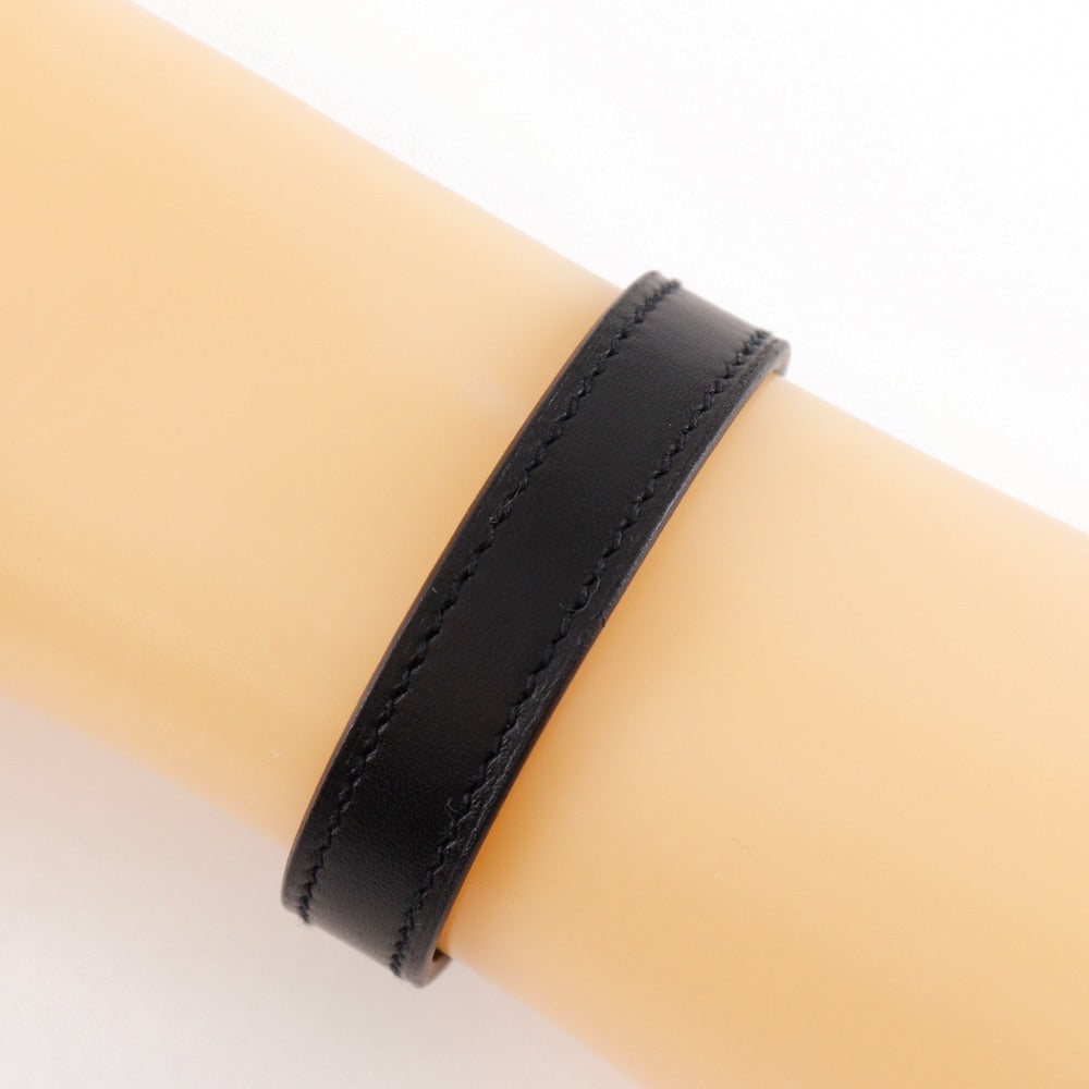 HERMES bracelet leather Black / orange Series Looping Women
