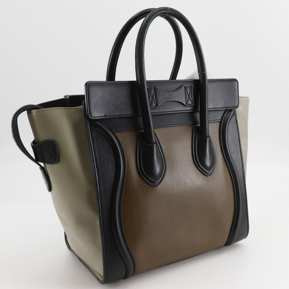 CELINE Handbag Calfskin Brown Luggage micro shopper Women