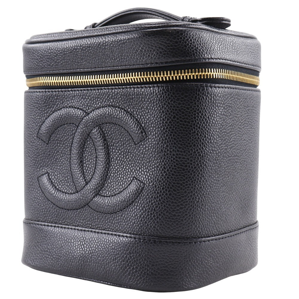 CHANEL Pouch A01998 Caviar skin black Handbag COCO Mark Vanity Women