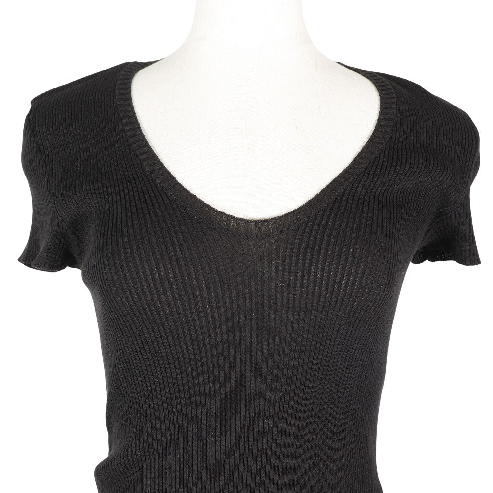 CHANEL knit P28461K00111 06P Cotton, Nylon black Summer knit COCO Mark Short sleeve Women 38