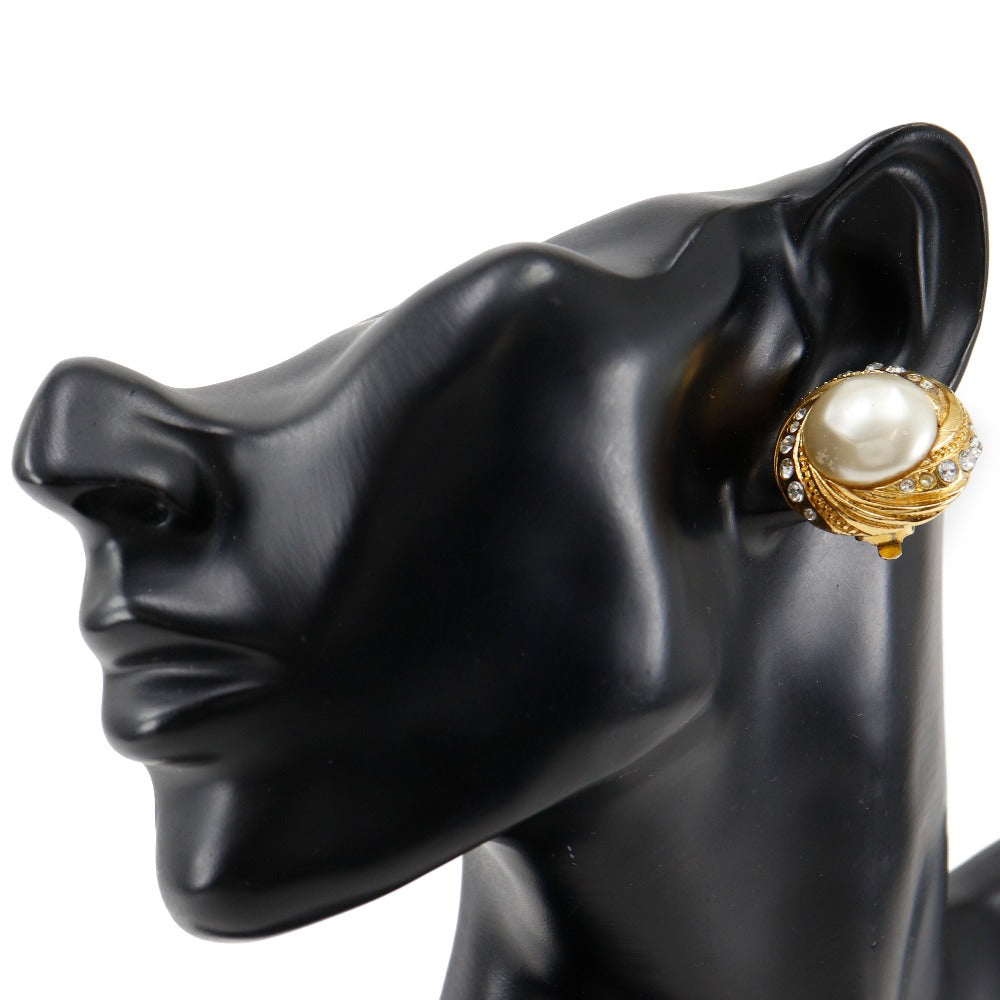 CHANEL Earring Plated Gold, Faux Pearl, Rhinestone gold vintage Women