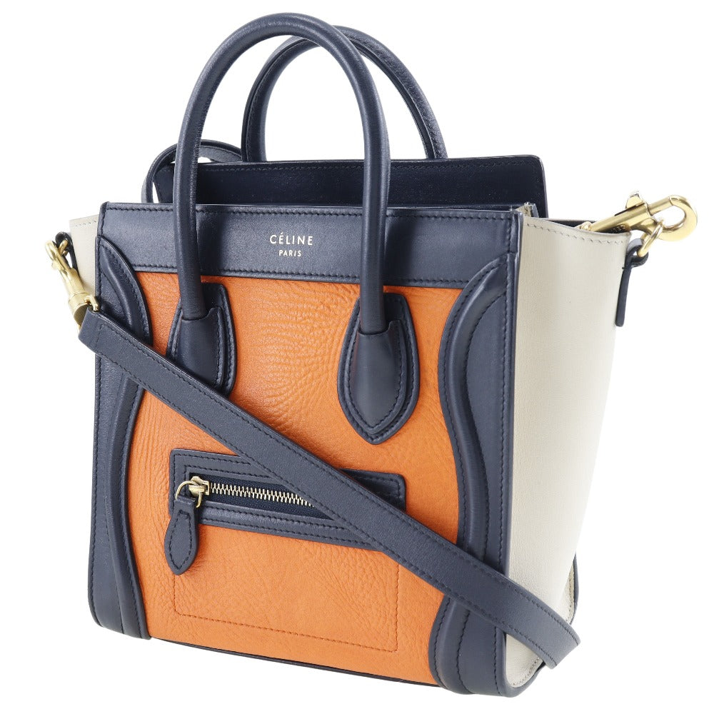 CELINE Shoulder Bag Calfskin black Luggage nano shopper Women