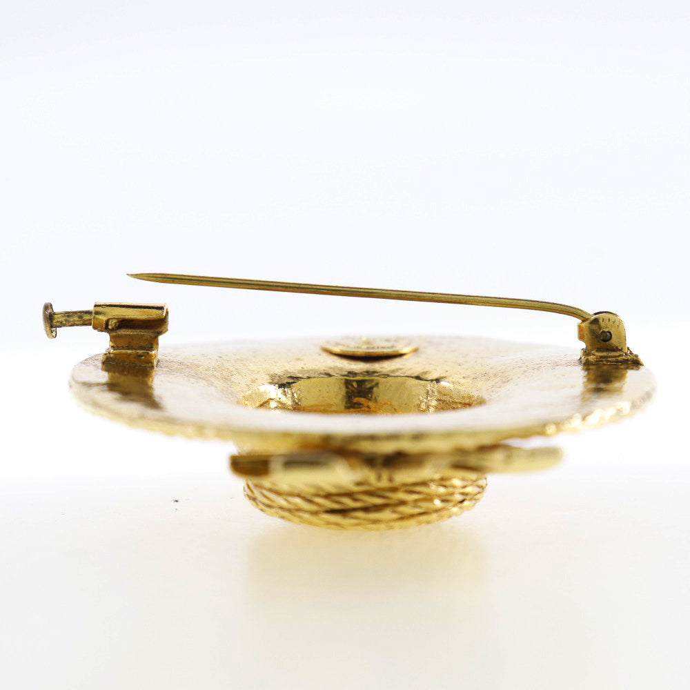 CHANEL Brooch Plated Gold gold Straw hat Women