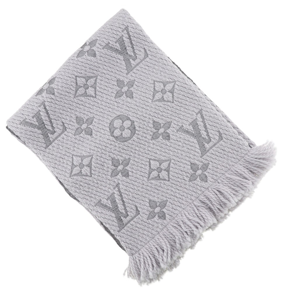 LOUIS VUITTON Scarf Wool silk gray Esharp Logomania Women(Unisex)