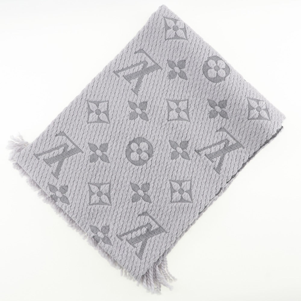 LOUIS VUITTON Scarf Wool silk gray Esharp Logomania Women(Unisex)
