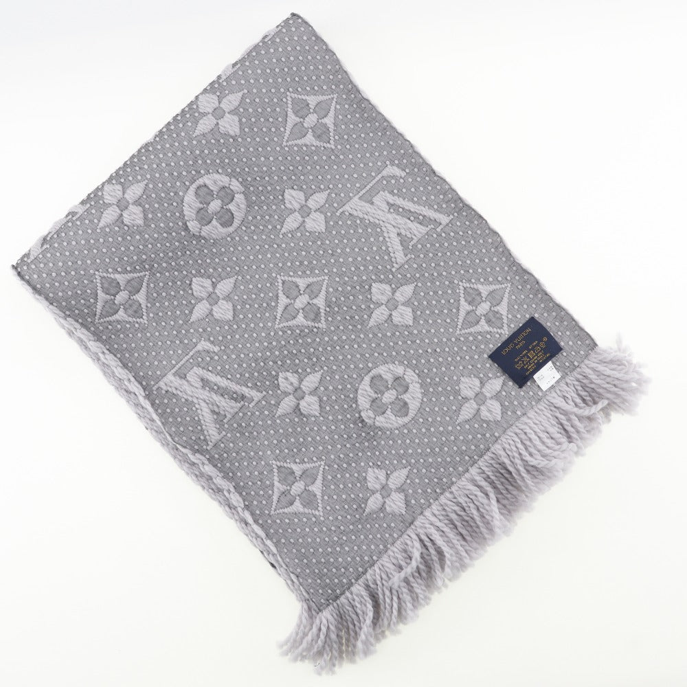 LOUIS VUITTON Scarf Wool silk gray Esharp Logomania Women(Unisex)