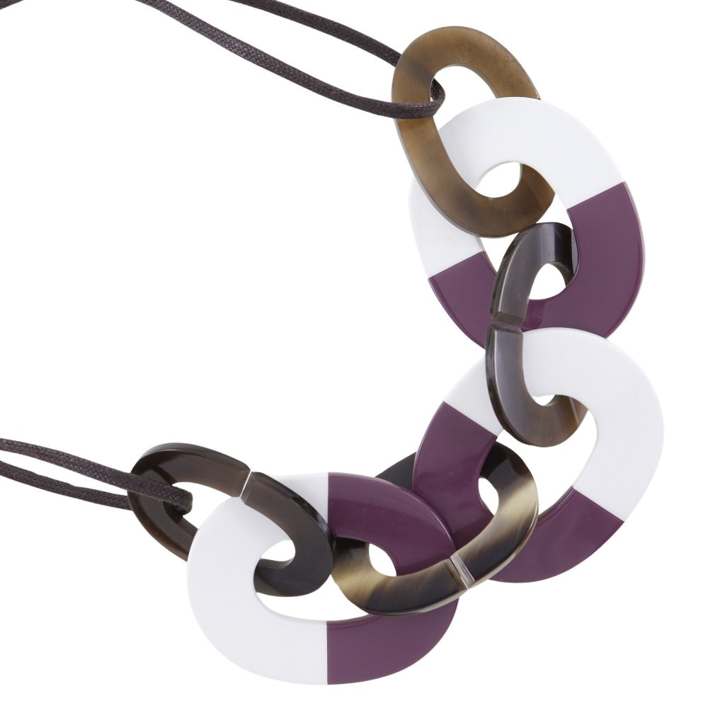 HERMES Necklace Buffalo horn Brown lacquer