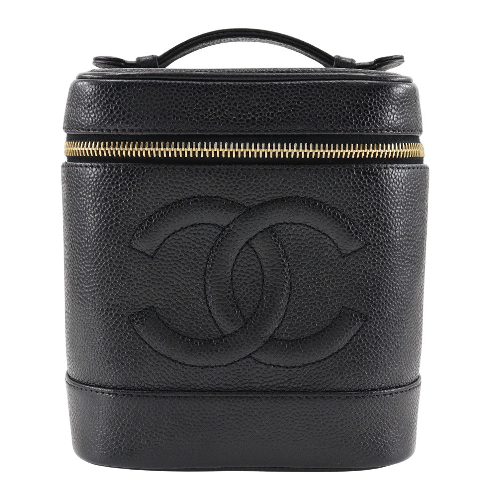 CHANEL Handbag Caviar skin black Vanity Women