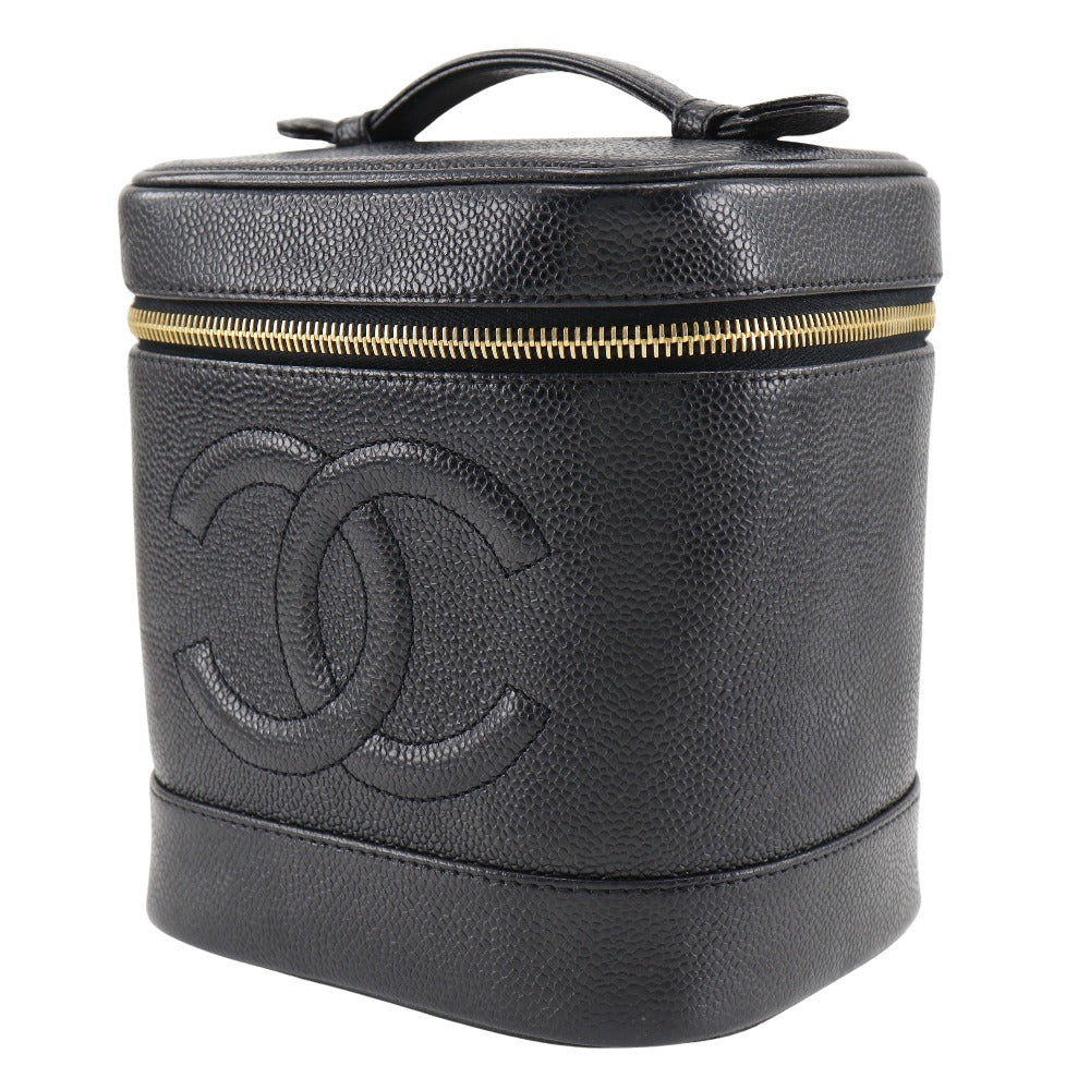CHANEL Handbag Caviar skin black Vanity Women