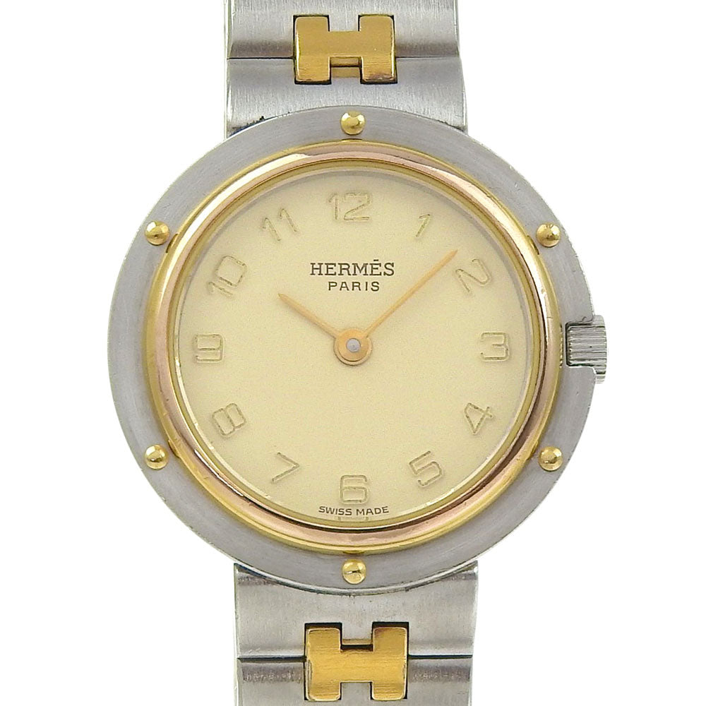 HERMES Watches Quartz Stainless Steel black Olympia Ivory dial