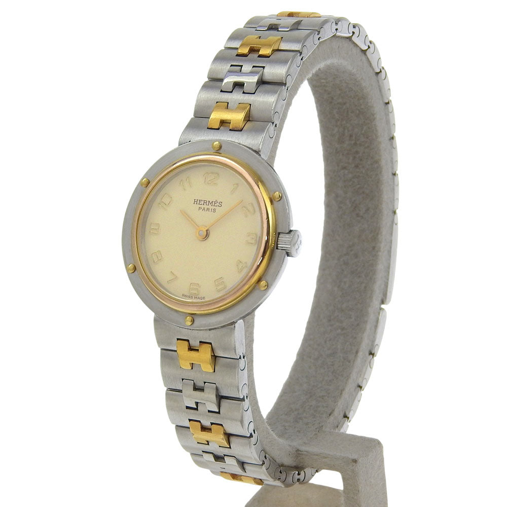HERMES Watches Quartz Stainless Steel black Olympia Ivory dial