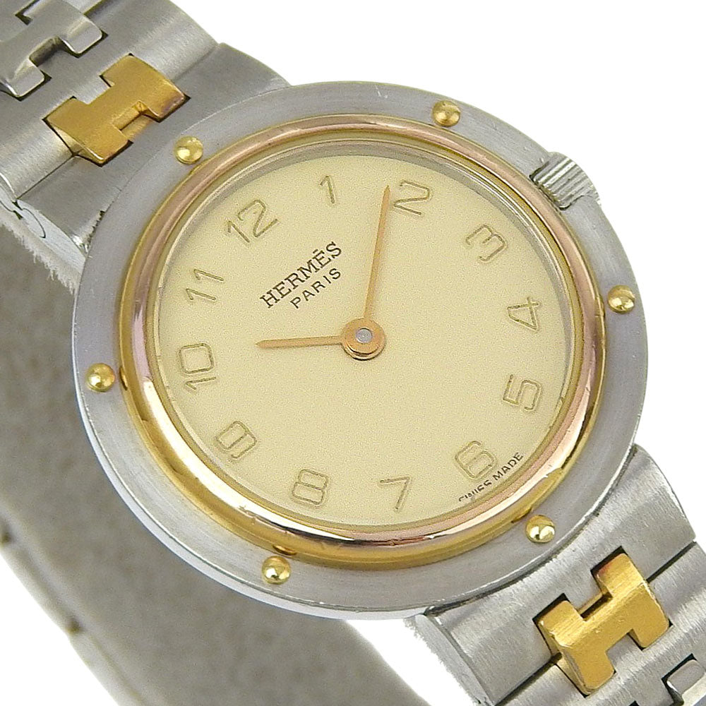 HERMES Watches Quartz Stainless Steel black Olympia Ivory dial
