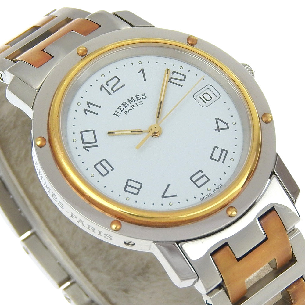 HERMES Watches Quartz CL6.720 Stainless Steel , Plated Gold gold Clipper combination White dial