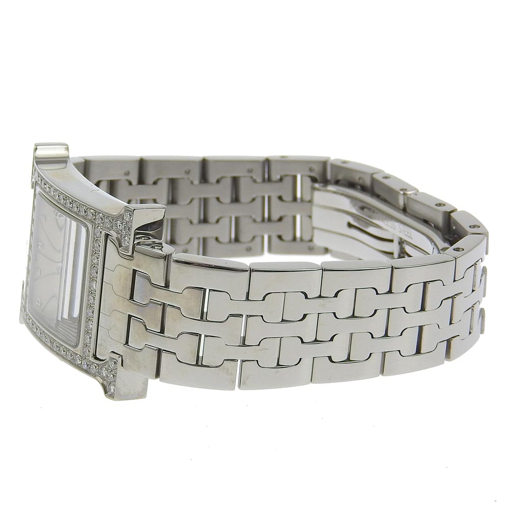 HERMES Watches Quartz HH1.230 Stainless Steel Silver Diamond Bezel H watch Silver dial Women